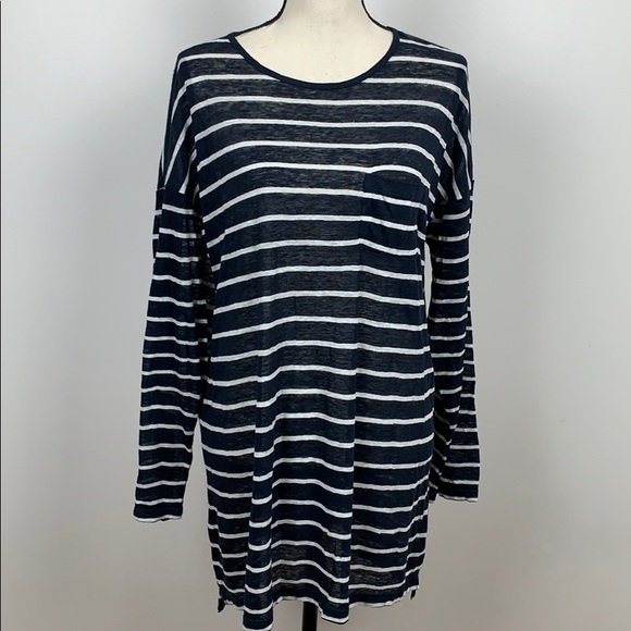 Vince Tops - Vince. Striped Linen Oversized Tee Size L
